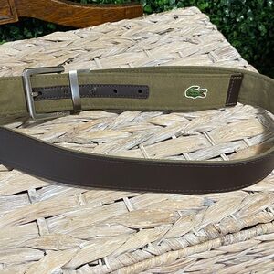 Lacoste Men's Olive and Dark Brown Belt